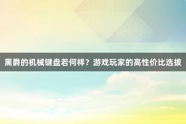 黑爵的机械键盘若何样？游戏玩家的高性价比选拔